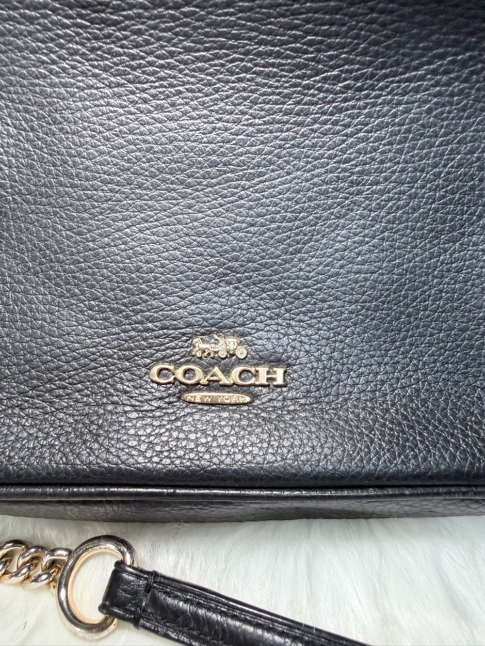 Coach Black Pebbled Leather Crossbody with Gold Hardware - Picture 10 of 12